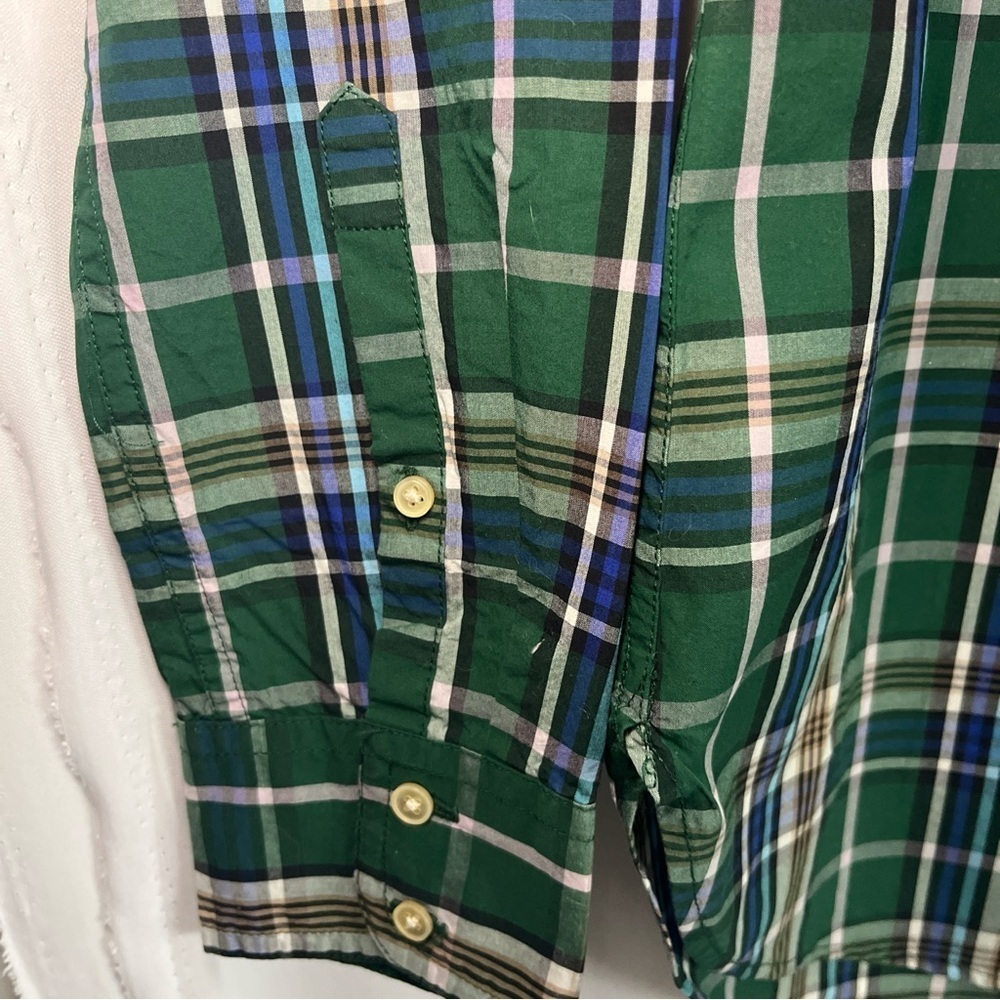 NWT! J. Crew Women’s Green Blue Plaid Button Shirt Sz2 Pocket Collared Cotton - Picture 7 of 14